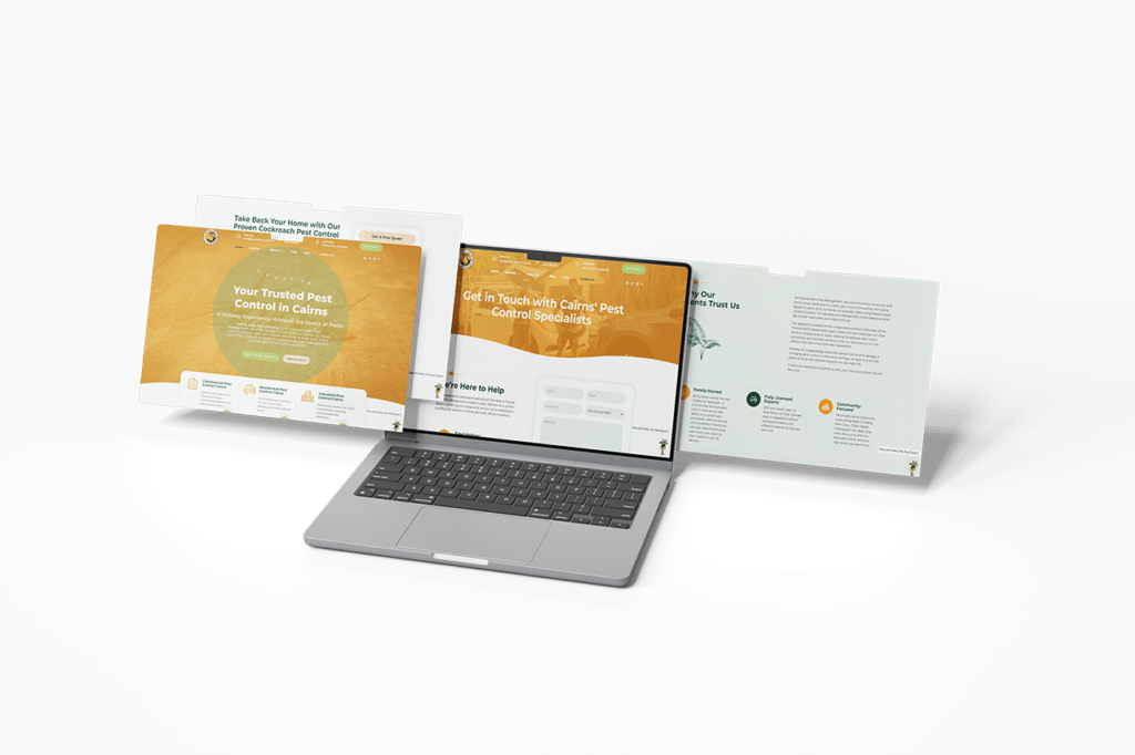 Professional small business website design packages by Brain Buddy AI showcasing various responsive website layouts on a laptop screen