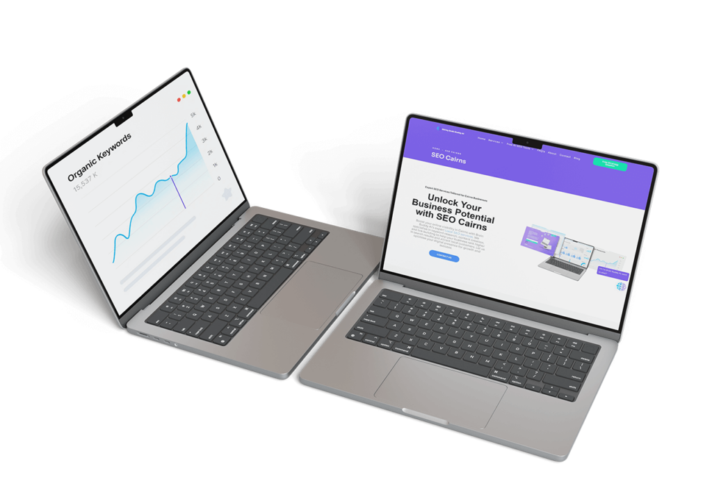 Laptops showing Comprehensive SEO Services by Brain Buddy AI